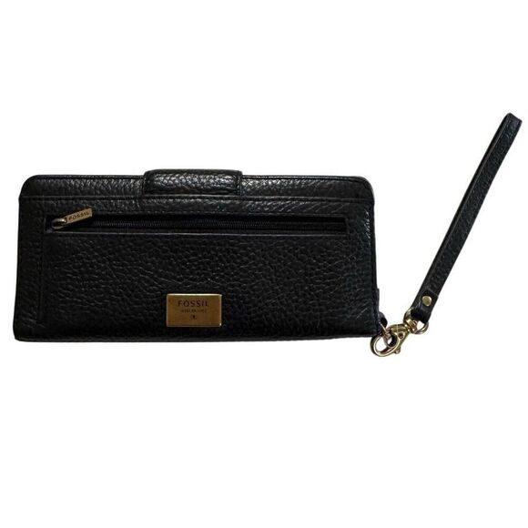 Fossil Issue No 1954 Genuine Black Leather Diamond Studded Wallet - Picture 3 of 14